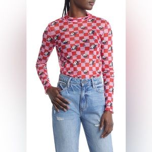 Dress in LALA Mock Neck Mesh Top